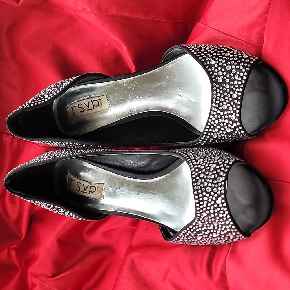 RSVP 9.5 glam rhinestone high heel peep toe glitz - Picture 4 of 6